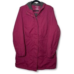 L.L.Bean Magenta Fleece-Lined Hooded Parka Coat Women’s Large